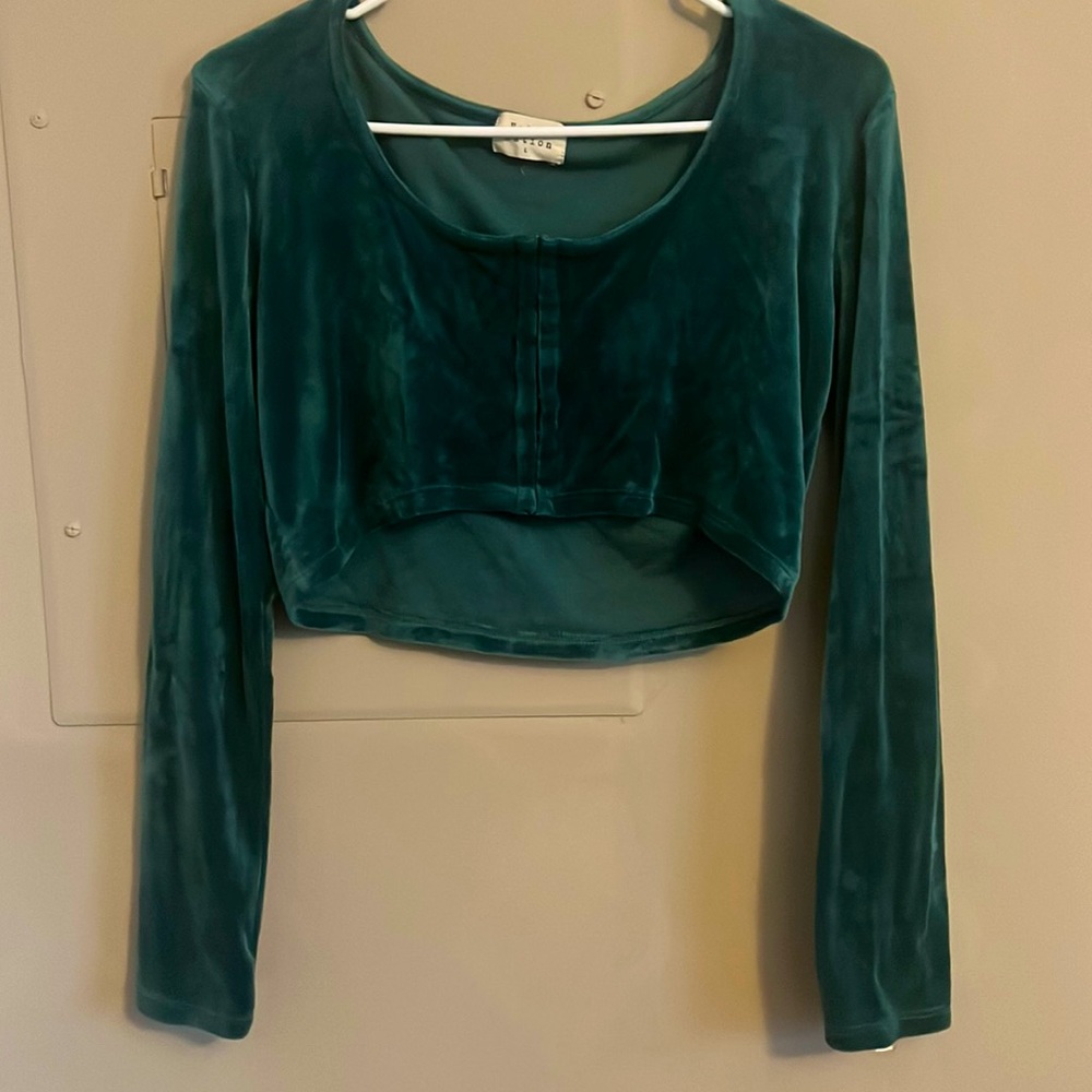 Velvet long sleeve crop